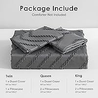 Vista 8 de WARMDERN Juego de funda de edredón estilo bohemio, fundas de edredón acolchadas de microfibra lavada suave, funda de edredón tamaño King de 3 piezas