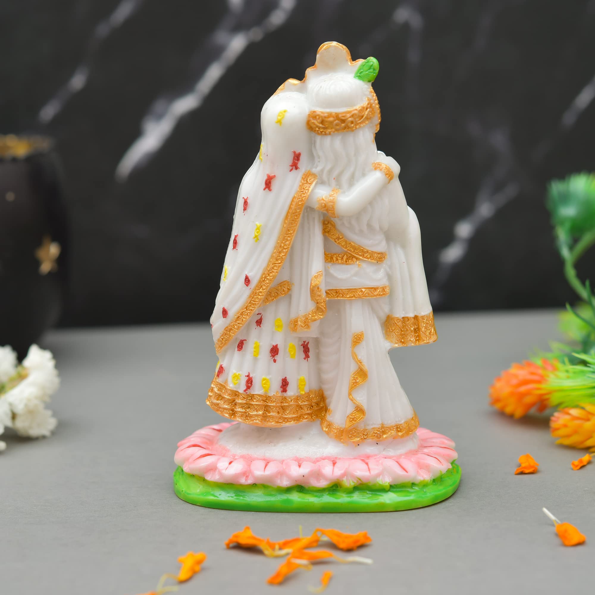 Archna Polyresin Handicraft Radha Krishna Statue for Pooja Home Office Decorative Showpiece Shree Krishna Figurine Idol Statue (4.5x3 Inch, White) - Image 3 thumbnail