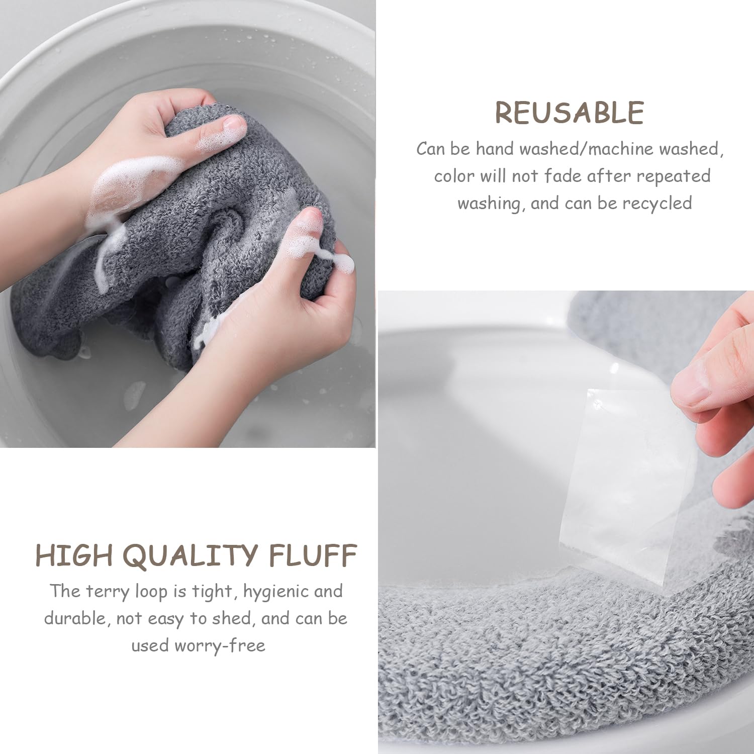 Lot De 3 Housses Chauffantes Pour Siège De Toilette - Douces Et Confortables, Gris Vert Rose - Fermeture Bouton