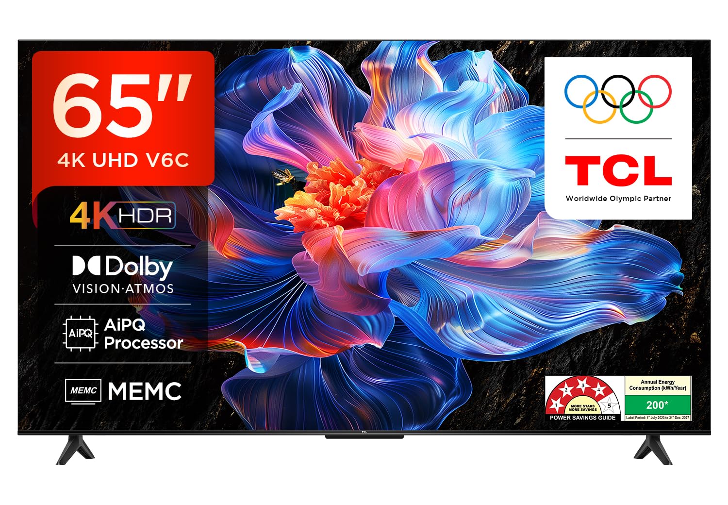TCL 164 cm (65 inches) 4K UHD Smart LED Google TV 65V6C (Black)