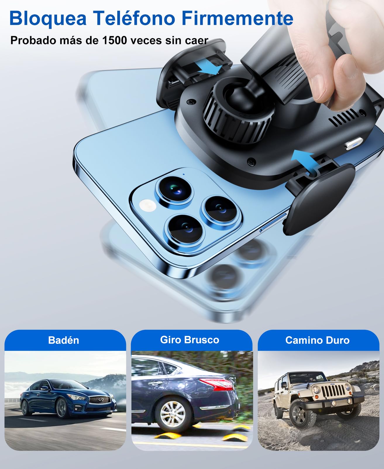 Beeasy Qi 15W Cargador Inalámbrico Coche-Wireless Car Charger Soporte Estable con Rotación 360° con Bloqueo Automático Rápida Salida de Aire para iPhone Samsung Huawei LG y Otros