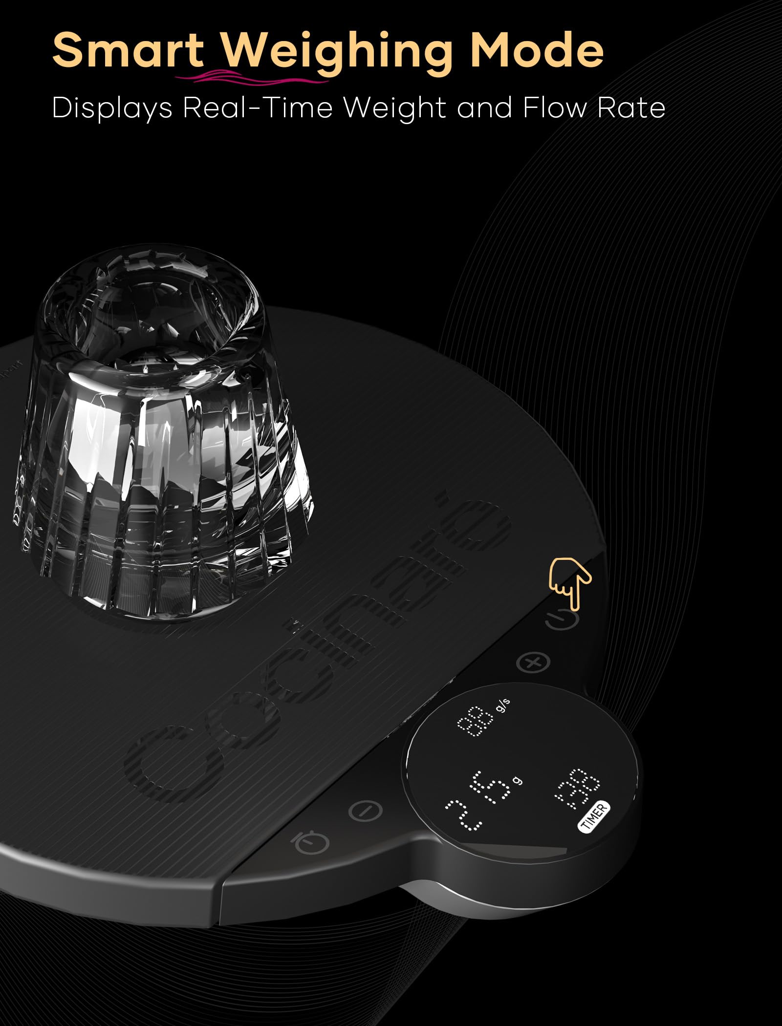 Cocinare Balance Lite - Báscula digital de café, báscula digital de cocina para café y productos pequeños (negro obsidiana)