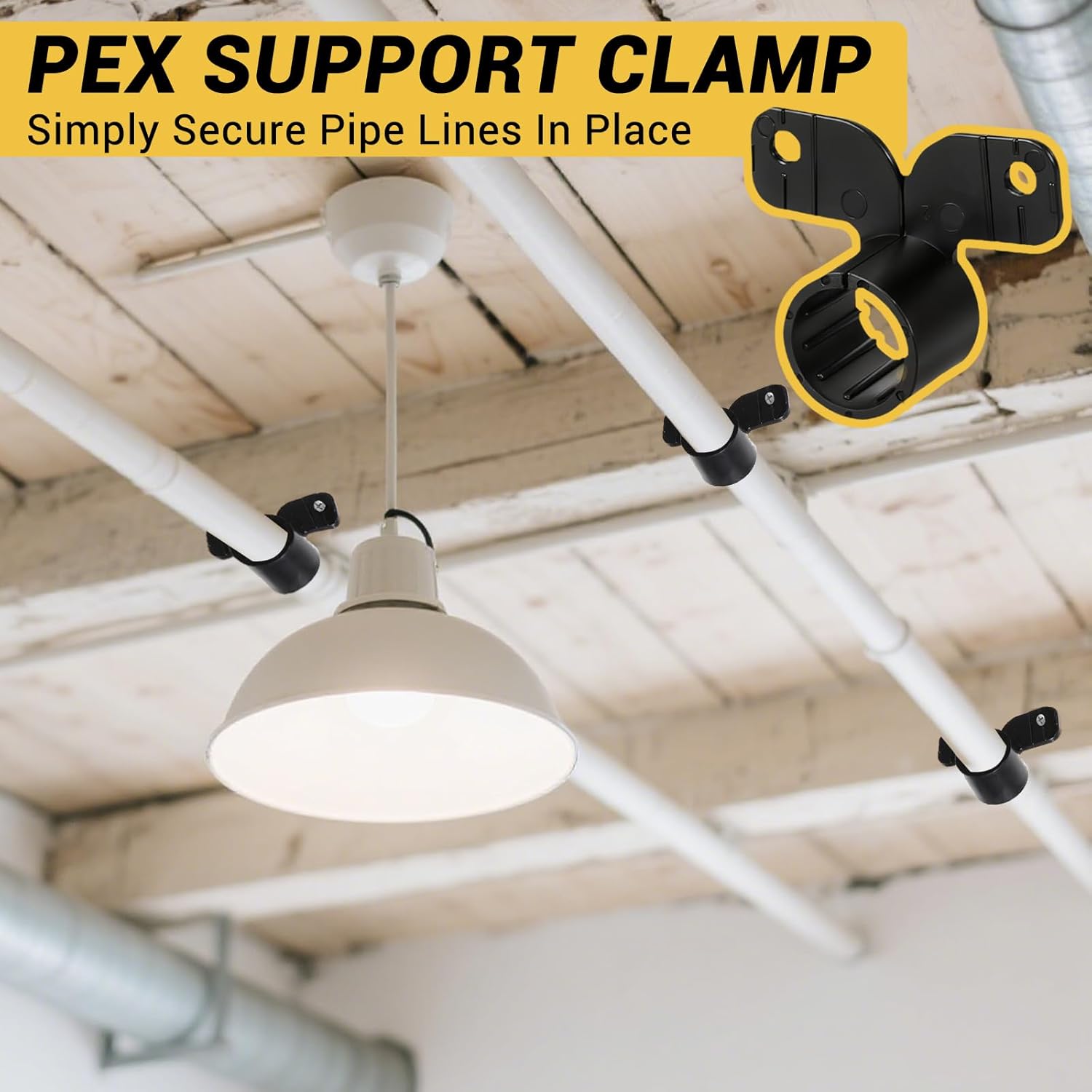 Total 190PCS Pex Support Pipe Supports Sets,Pex Hanger 50 Pack 1/2 Inch,R-Type Nylon Clamps 20 Pack with 120 pcs Screws for Pex, Copper, CPVC,Butterfly Style