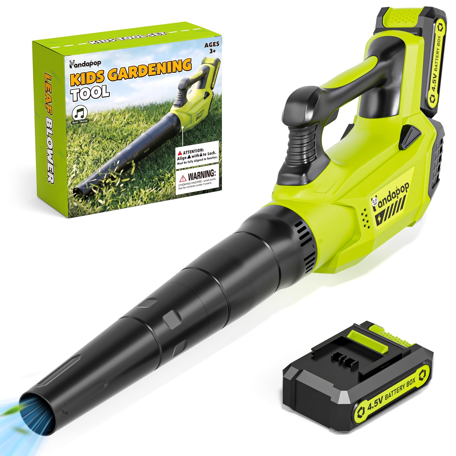 Pandapop Kids Tool Set, Toy Leaf Blower with Upgraded Airflow and Sounds, Kids Garden Toys, Outdoor Toys for 3 4 5 Year Old Boys