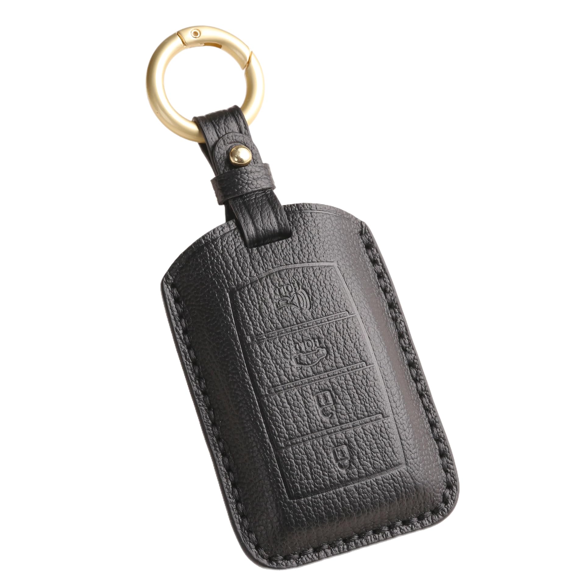 Hontumax Premium Leather 4-Button Key Fob Cover Case for Genesis G70 G80 G90 2017 2018 2019 2020 2021 (Black)