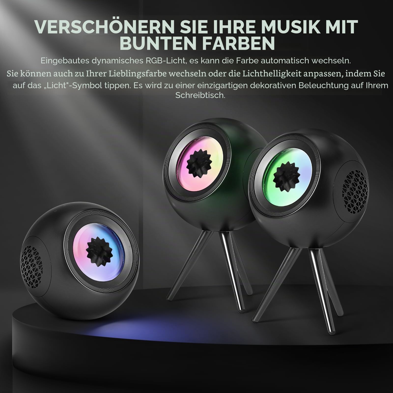 sovenomund Ferrofluid Lautsprecher – Bluetooth-Lautsprecher mit Sound-Visualizer | Mit lebendiger RGB-Beleuchtung und Dual-TWS-Kopplung – ideales Geschenk für alle Anlässe (schwarz)