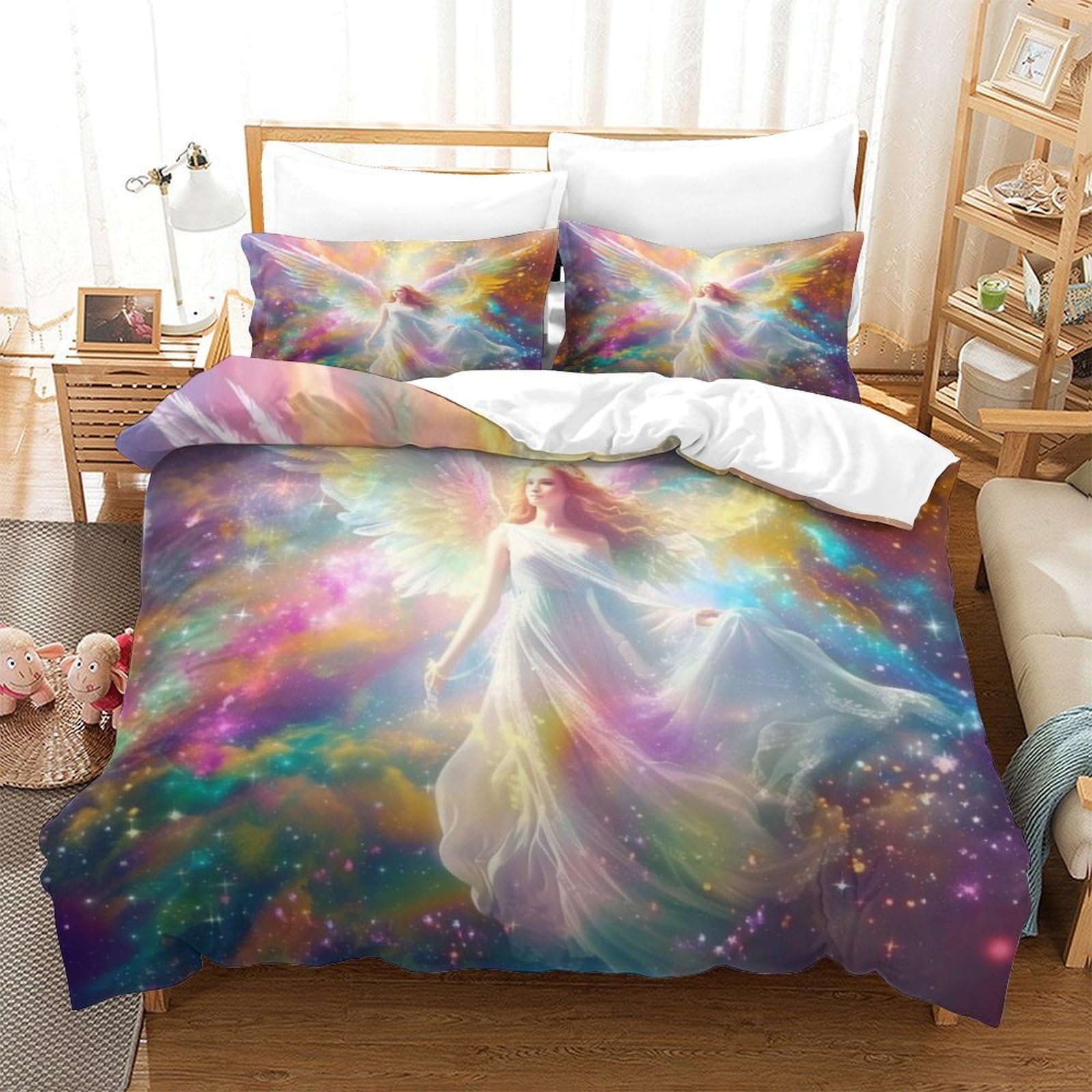P1S9U7W5Y Enchanting Fairy 3D Printed Duvet Cover Set 3pcs Microfiber Artistic Bedding Set SuperKing
