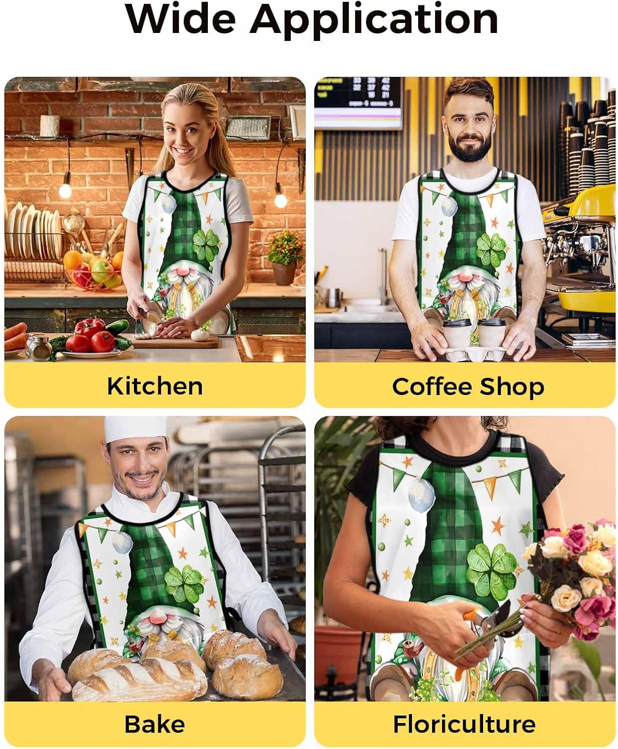 St. Patrick's Day Cobbler Aprons with 2 Large Pockets for Men Women, Unisex Smock Apron for Chef Clothing Protector