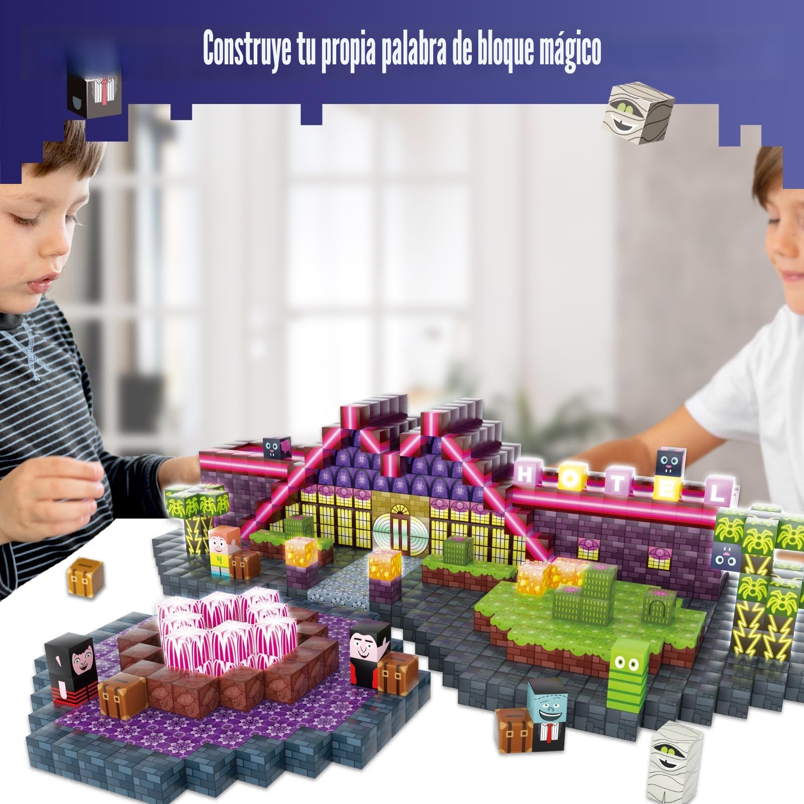 Bloques de Construcción Magnéticos 198 Piezas, Juguete STEM Sensorial Montessor para Niños 5+ Años, Set Construcción Creativa Bloques Magnéticos LED con Cambio de Color,Regalo para Niños y Niñas