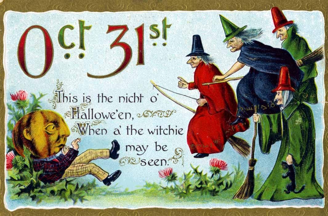 Vintage Halloween Poster Made From Circa 1910 Postcard
