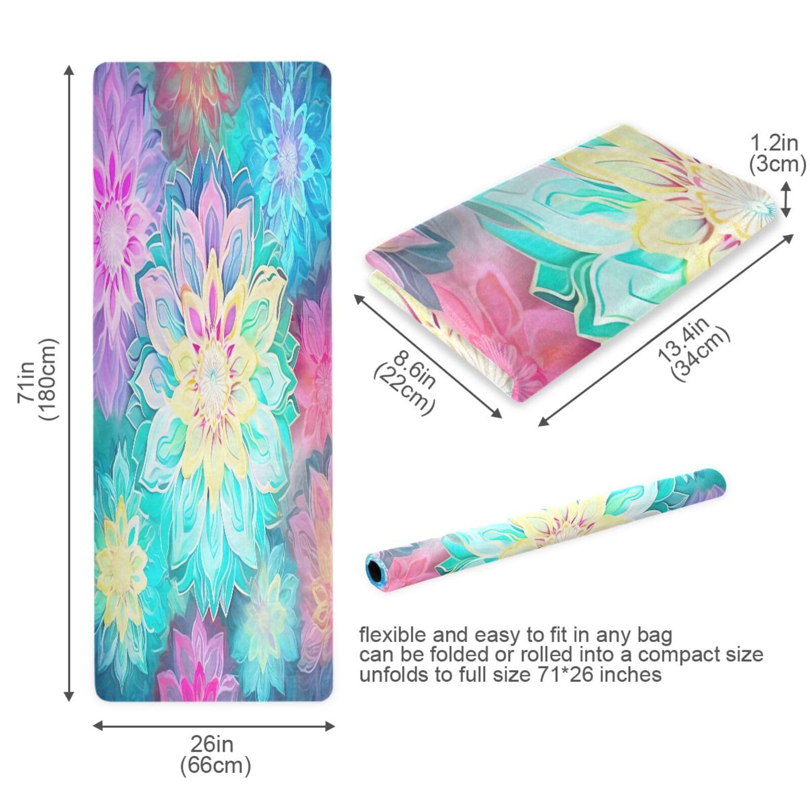 Tappetino da yoga colorato mandala tappetino per esercizi di allenamento palestra yoga tappetini antiscivolo per pilates per donne 180 x 66 cm