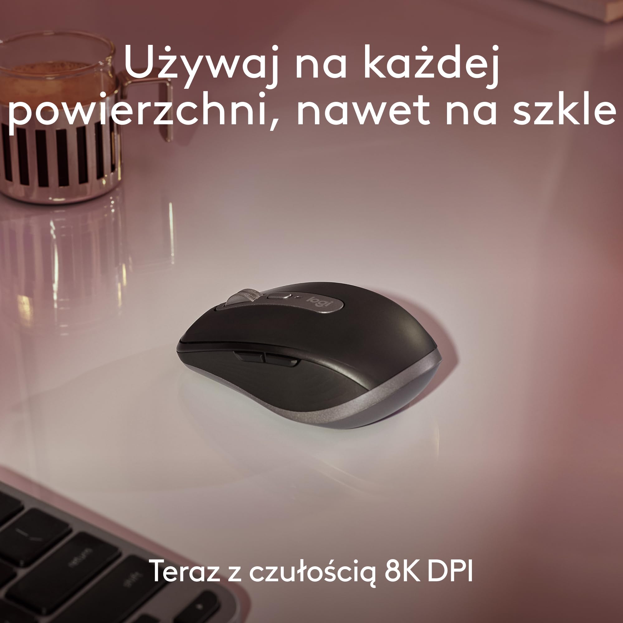 Logitech MX Anywhere 3S for Mac, kompaktowa bezprzewodowa mysz Bluetooth, sensor 8K DPI działający na każdej powierzchni, ciche kliknięcia, USB C, mysz bezprzewodowa do MacBooka, iPada - Jasnoszara