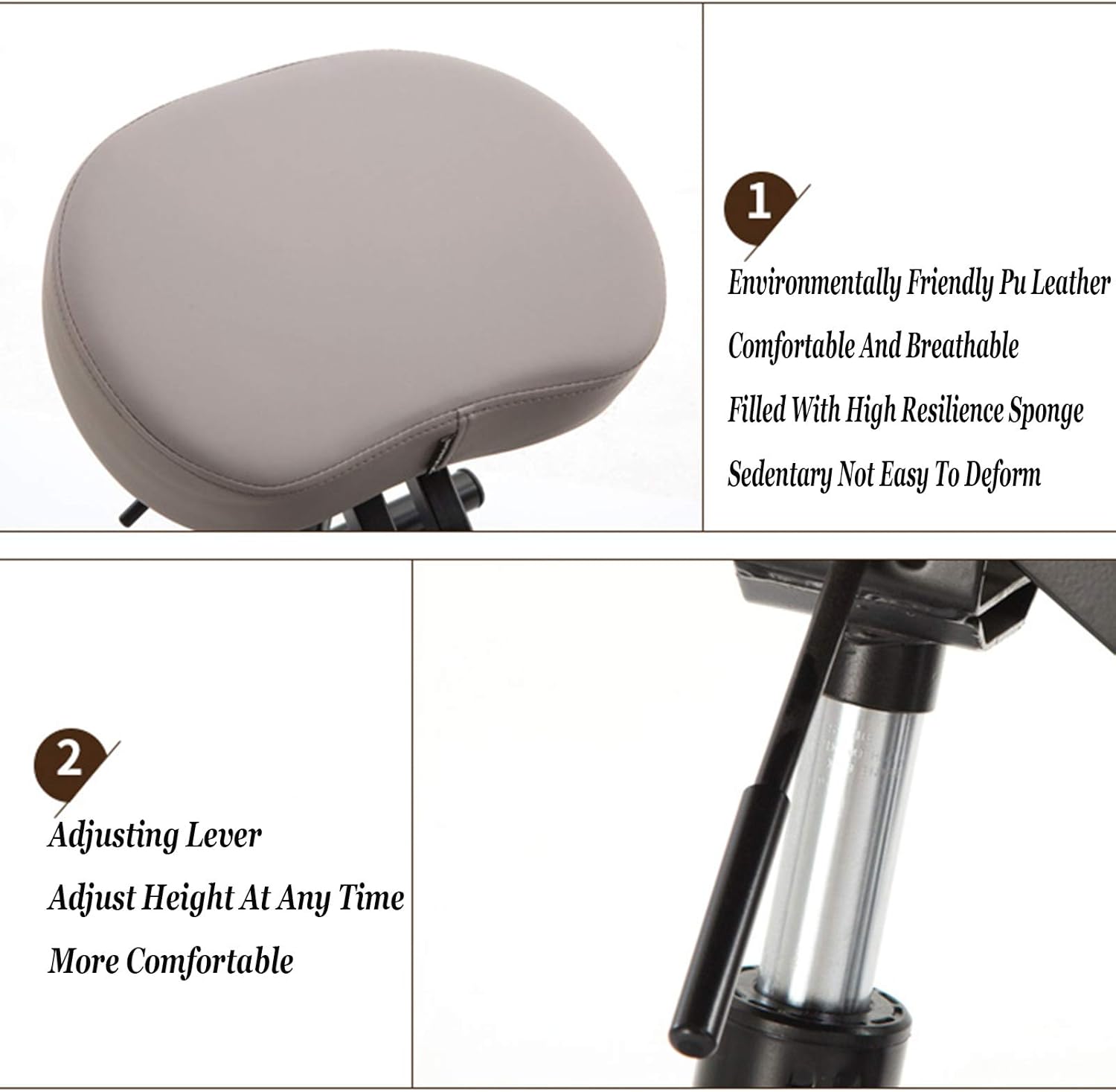 Kneeling Stool Chair, Ergonomic Height Adjustable Stool with Angled Seat Dual Handles Posture Corrective Kneeling Chair for Office Home Desk Computer,Gray