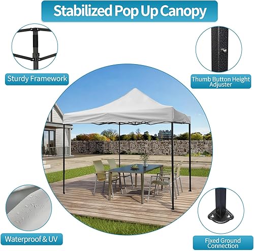 Miniatura 4 de Tienda de campaña con toldo, toldo desplegable de 10 x 10 pies con bolsa de transporte, 4 sacos de arena, tiendas de campaña al aire libre para