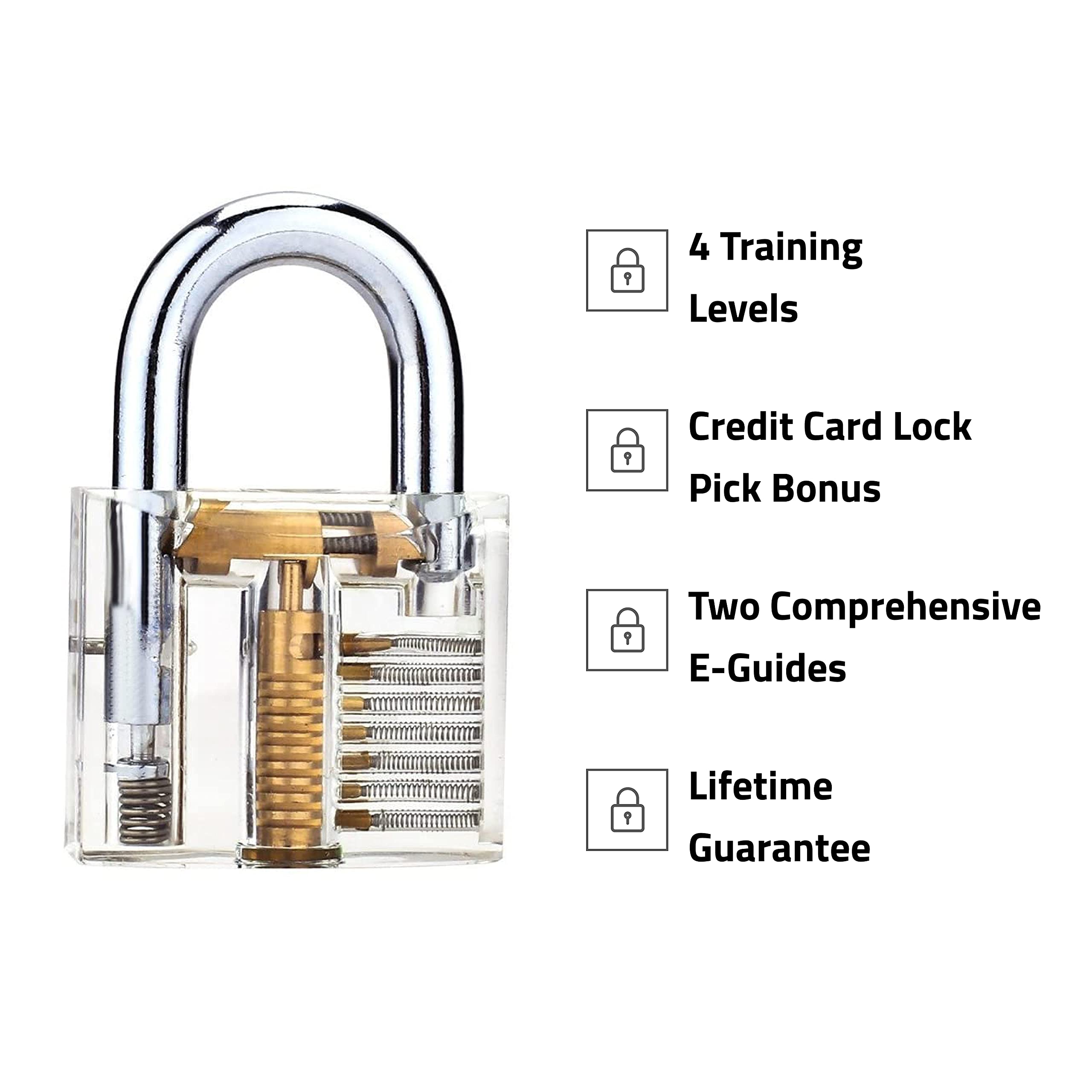 30Piece Lock Picking Set with 3 Transparent Training Locks and Credit