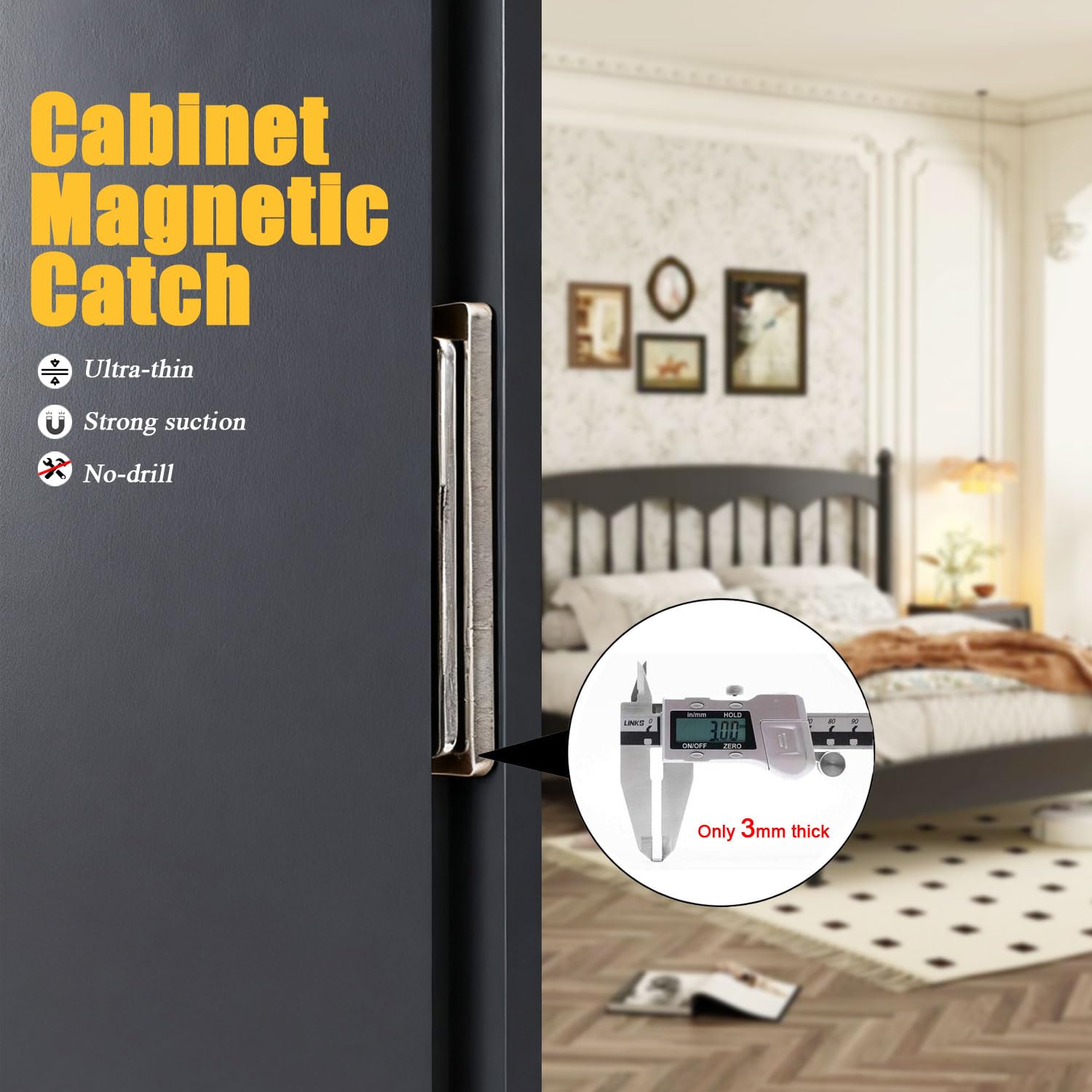 Cabinet Magnetic Catch,Ultra Thin 4 Pack Cabinet Door Magnetic Latch 1