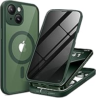 Vista 75 de BERFY Funda para iPhone 16 Pro, compatible con MagSafe, protector de pantalla de vidrio templado 9H integrado y protección de cámara, funda