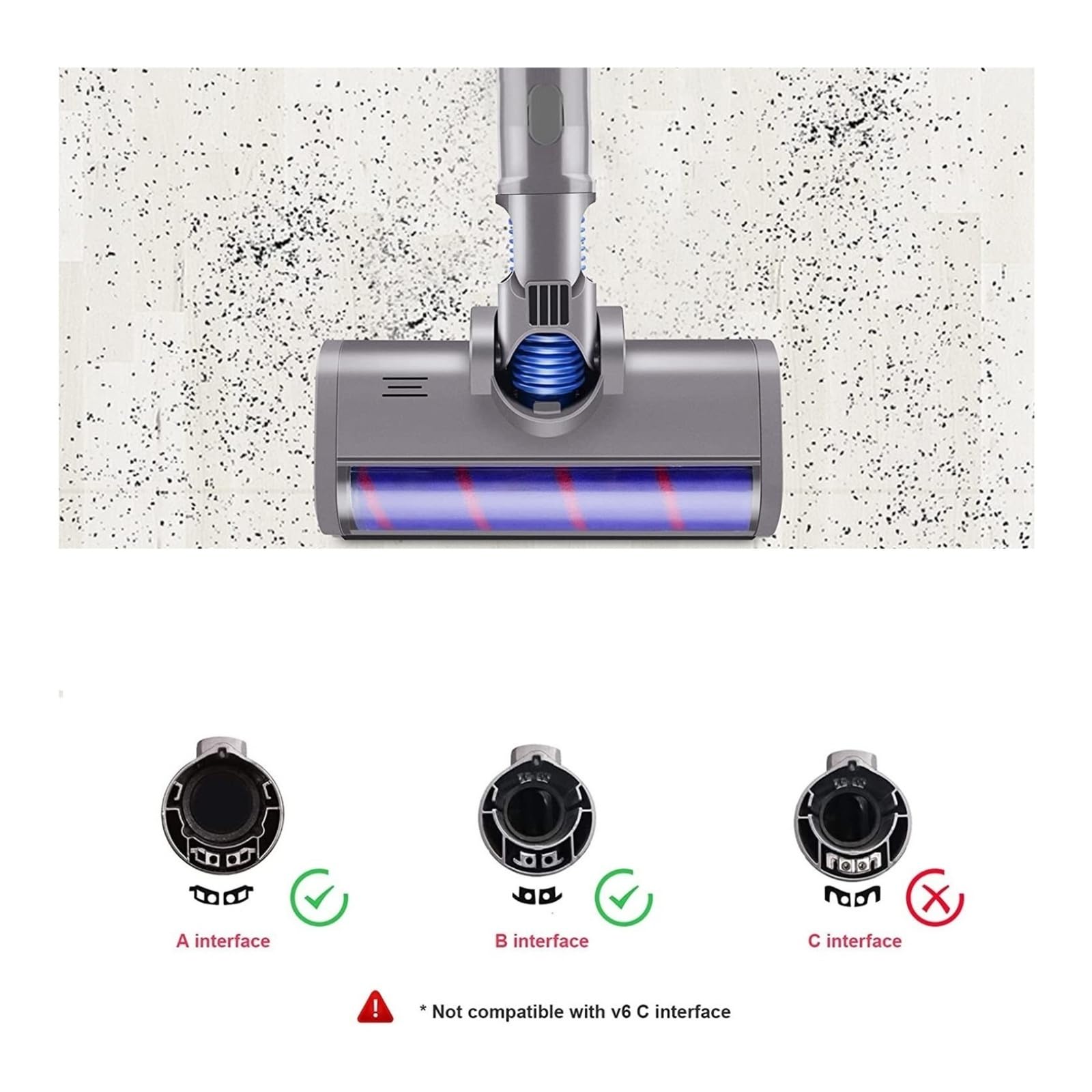 Herramienta motorizada for Cabezal de Cepillo de Suelo, Accesorios de Rodillo barredor Suave for aspiradora, Compatible con Dyson V6 DC58 DC59 DC61 DC62
