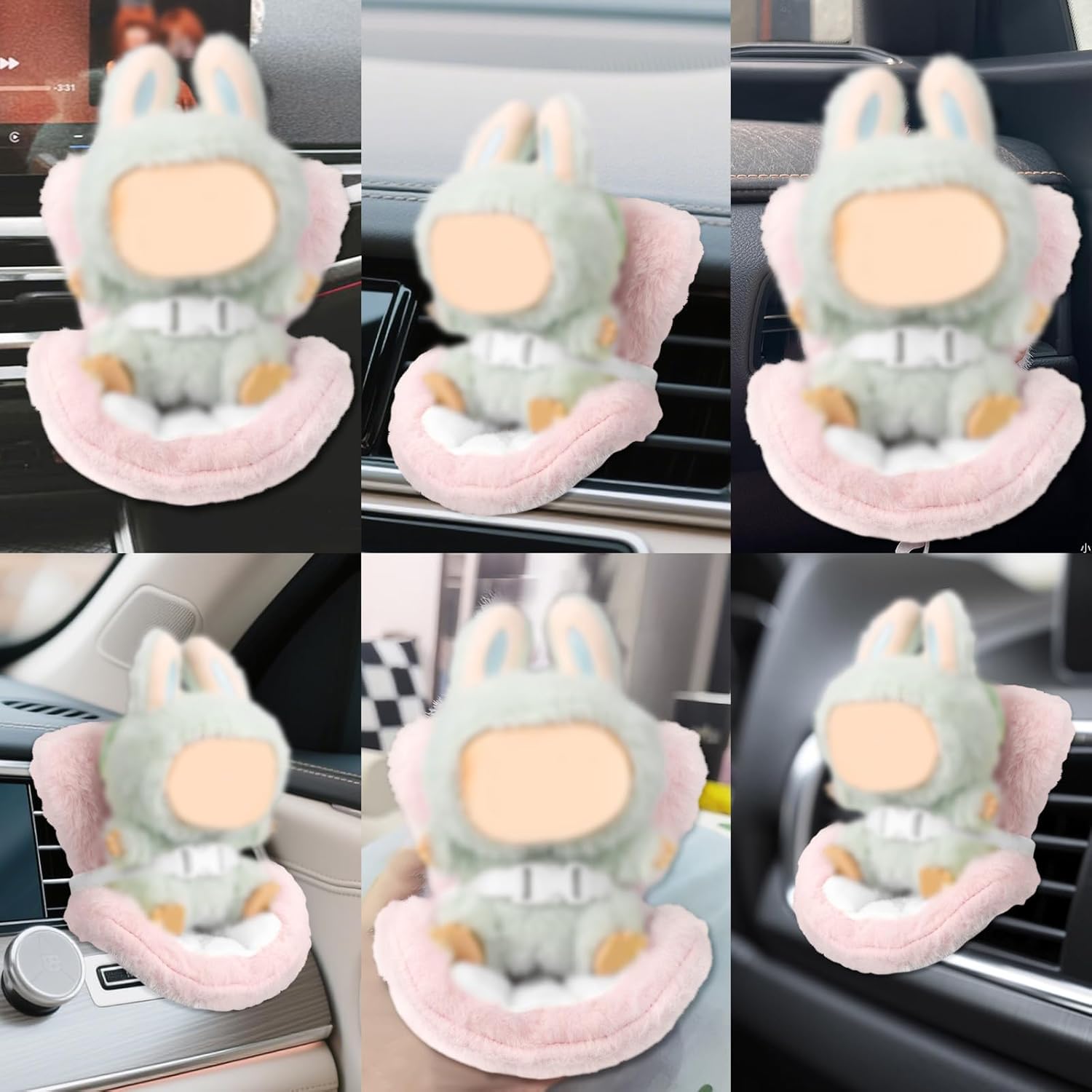 Car Seat for Dolls, Pink Car Seat with Soft Furry Cushions Clip Box and Safety Belts Decorative Sofa Air Vent and Desktop Accessories for Display Doll