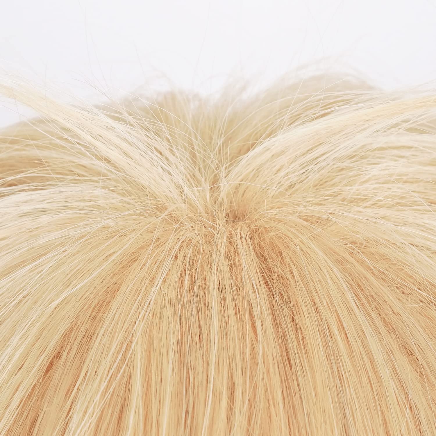 LABEAUTÉ Short Golden Wig for Men Cosplay Unisex Male Anime Yellow Wig with Bangs for Halloween Party Hair Wig + Cap