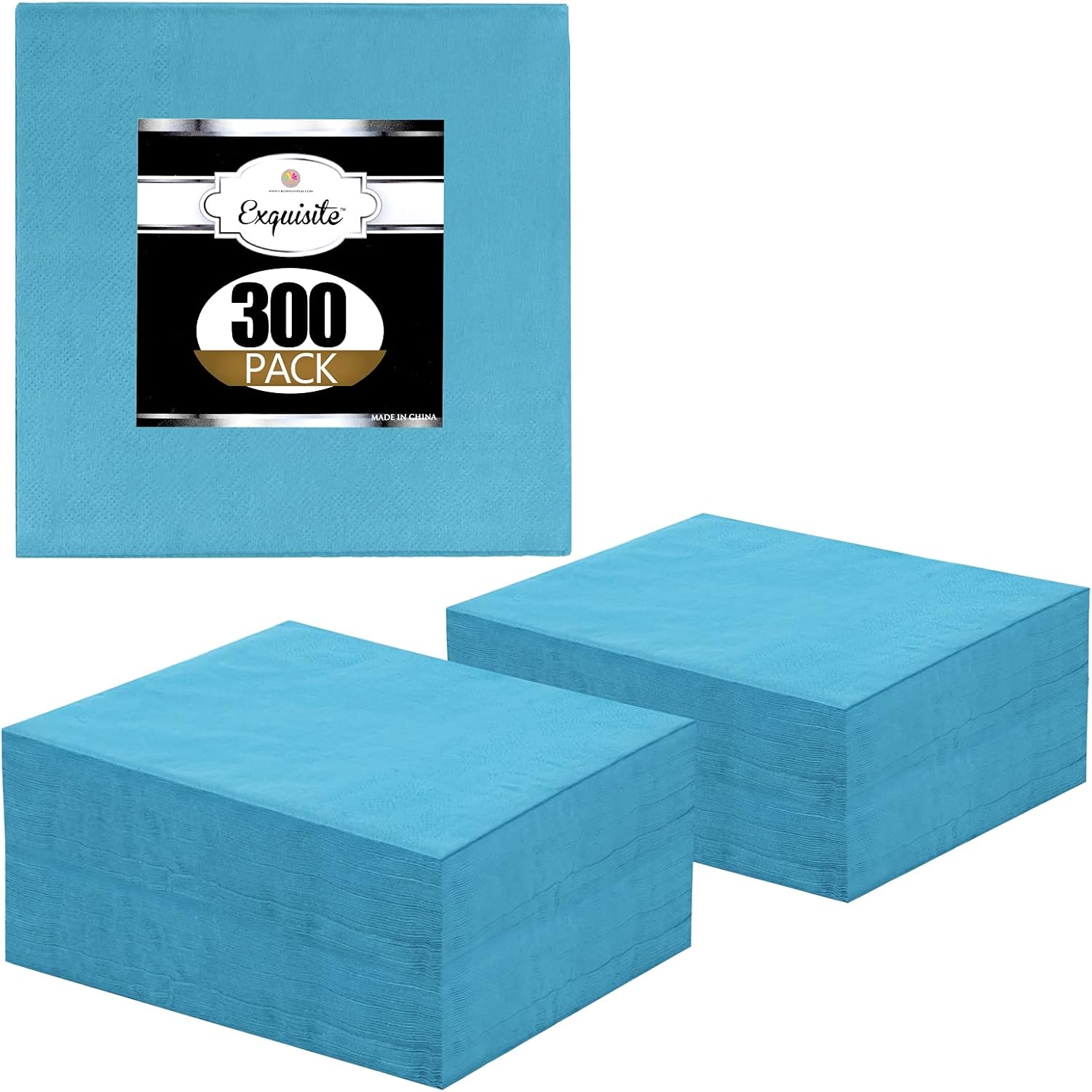 Exquisite 300 Turquoise Paper Napkins 2 Ply Cocktail Napkins Highly Absorbent Everyday Turquoise Disposable Dinner Napkins Paper Cocktail Beverage Napkins Party Napkins Bar Napkins I Bulk Napkins