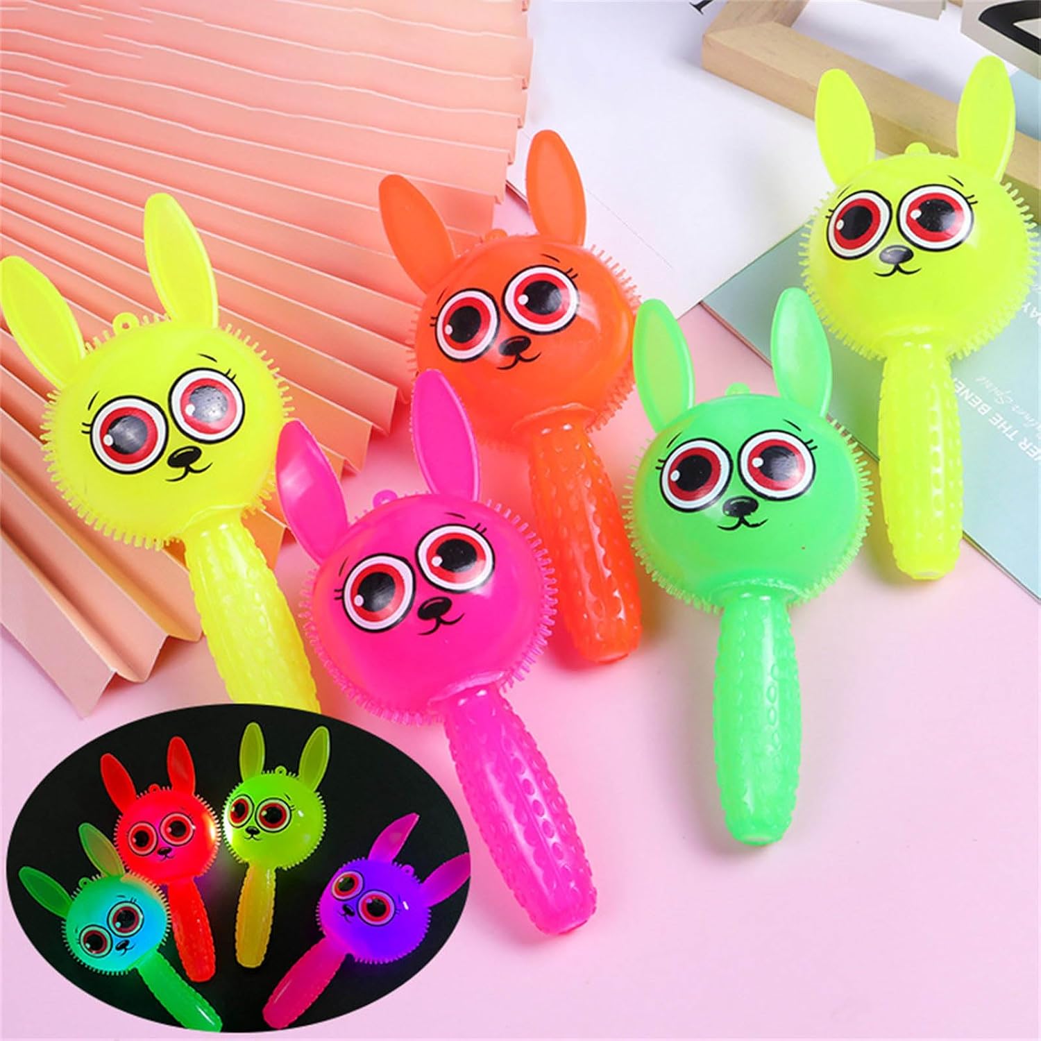 LED Flashing Wand Handheld Squeezable Easter Stick Toy Glowing Sticks Party Celebration Supplies 15Pcs
