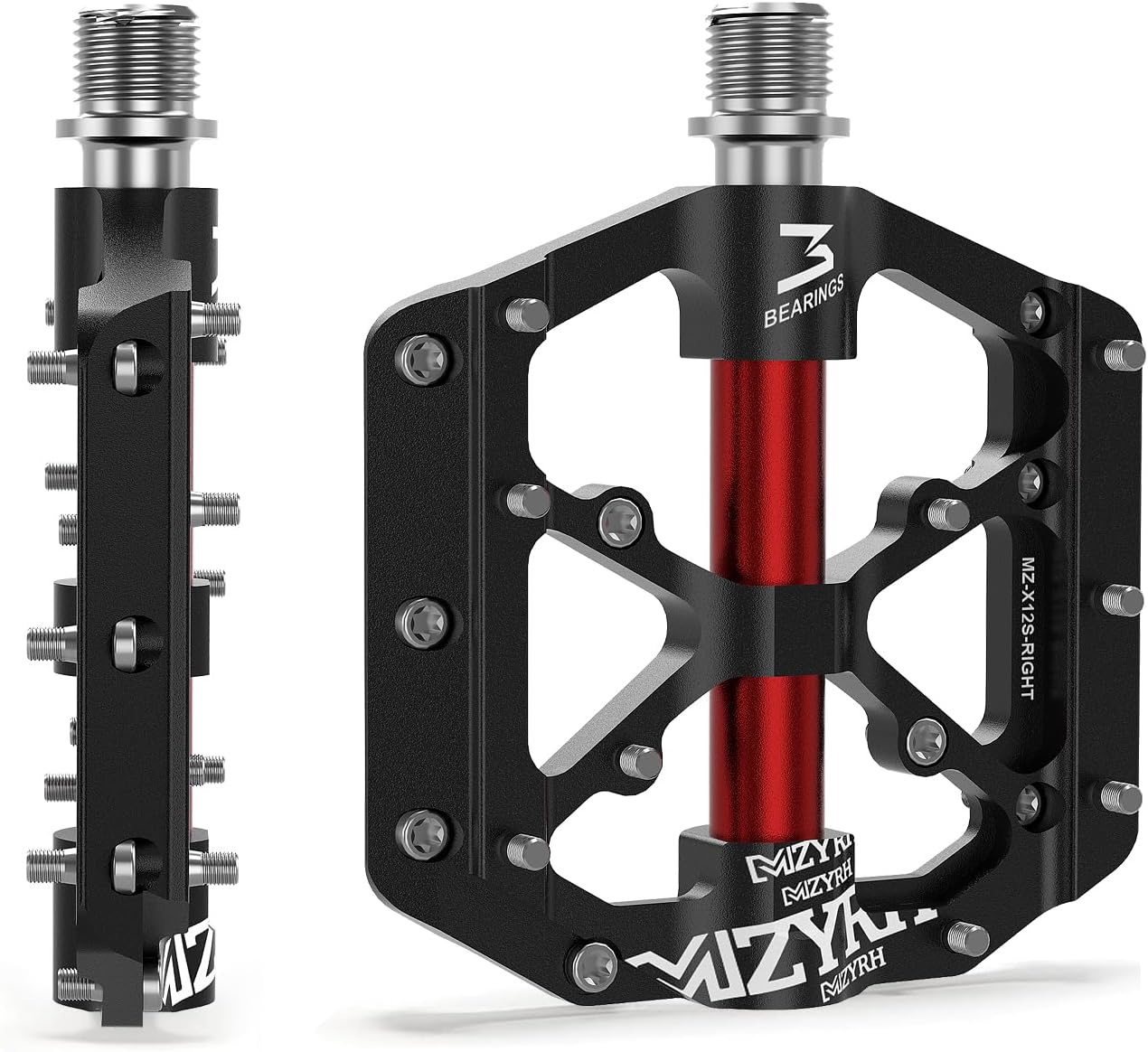 MZYRH Road/Mountain Bike Pedals,Lightweight 3 Bearings Bicycle Pedals,9/16” Aluminum Alloy Flat Pedals for Road Mountain BMX MTB Bike