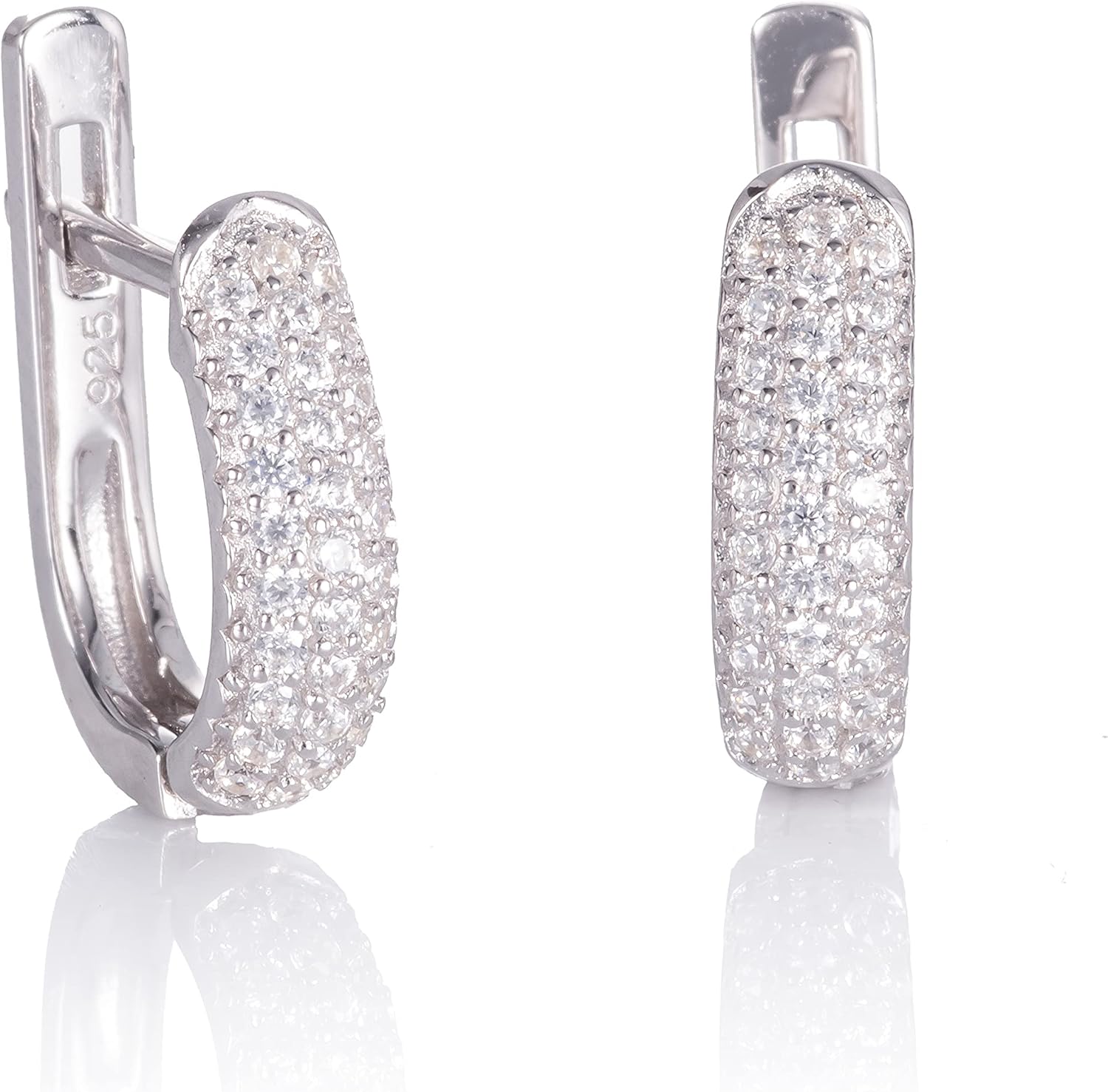 Namana Sterling Silver Hoop Earrings for Women. 925 Sterling Silver Hoops for Women with Cubic Zirconia Gemstones. Huggie Earrings for Women in Sterling Silver with Gift Box