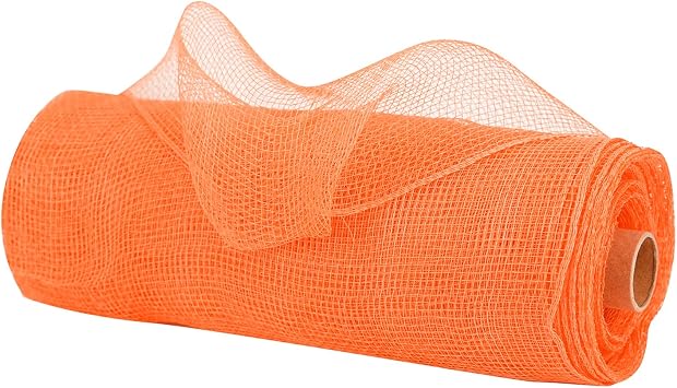 MEEDEE Orange Deco Mesh 10 Inch Rolls Halloween Mesh Orange Mesh Ribbon for Wreaths, Christmas Tree, Garland, Staircase, Mailbox, Centerpiece, Decorating and Crafts 30 Feet
