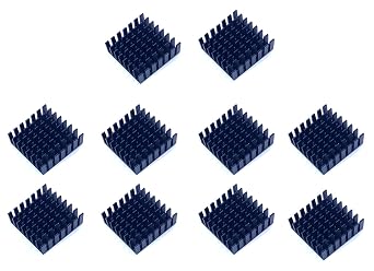 Easycargo 10pcs 28mm Heatsink Kit 28mmx28mmx10mm + 3M 8810 Thermal Conductive Adhesive Tape, Cooler Aluminum Heatsink Fins for Cooling GPU Chips IC Chips Modules 28x28x10mm