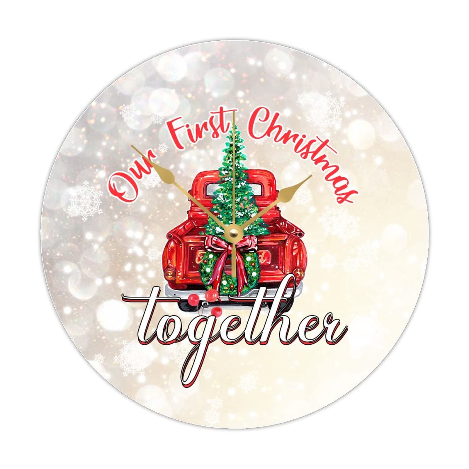Horloge quartz Our First Christmas Together en bois rétro haut de gamme