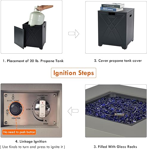 Miniatura 47 de Fogata de propano para exteriores de 32.5 pulgadas con cubierta de tanque de 20 libras, fogatas de propano de 50,000 BTU para patio exterior