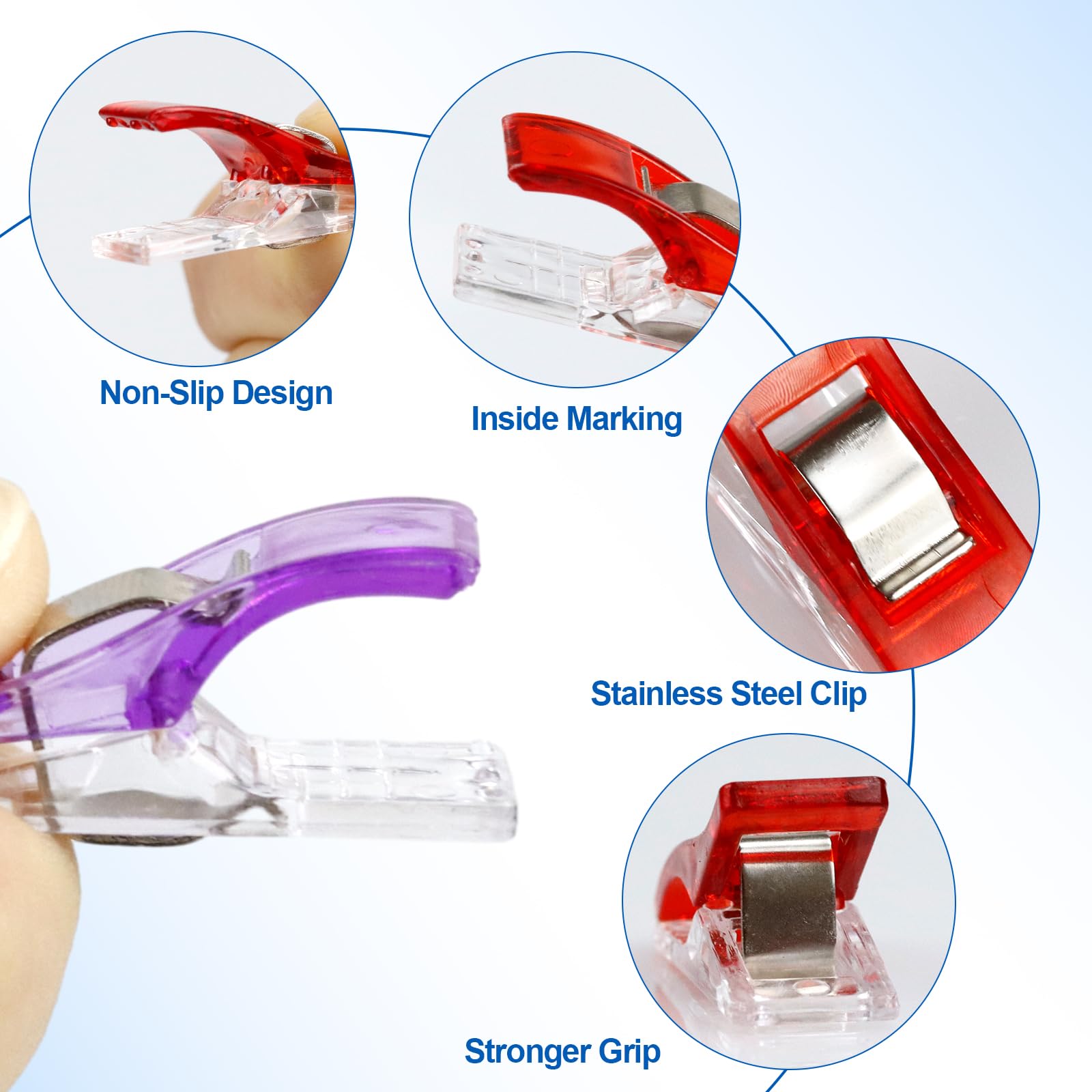 95 Pcs Multipurpose Sewing Clips,FIVEIZERO Multi-Color Sewing Clips for Fabric with Tin Box for Sewing Supplies,Paper Work,Sewing Binding and Hanging Little Things