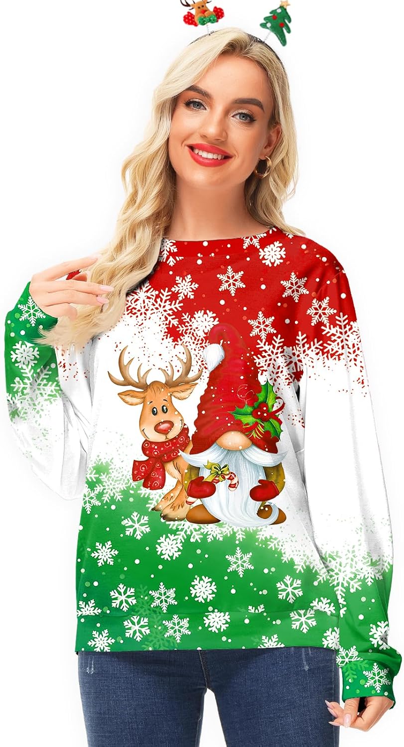 Deerose Women Halloween Shirts Thanksgiving Long Sleeve Print Shirts