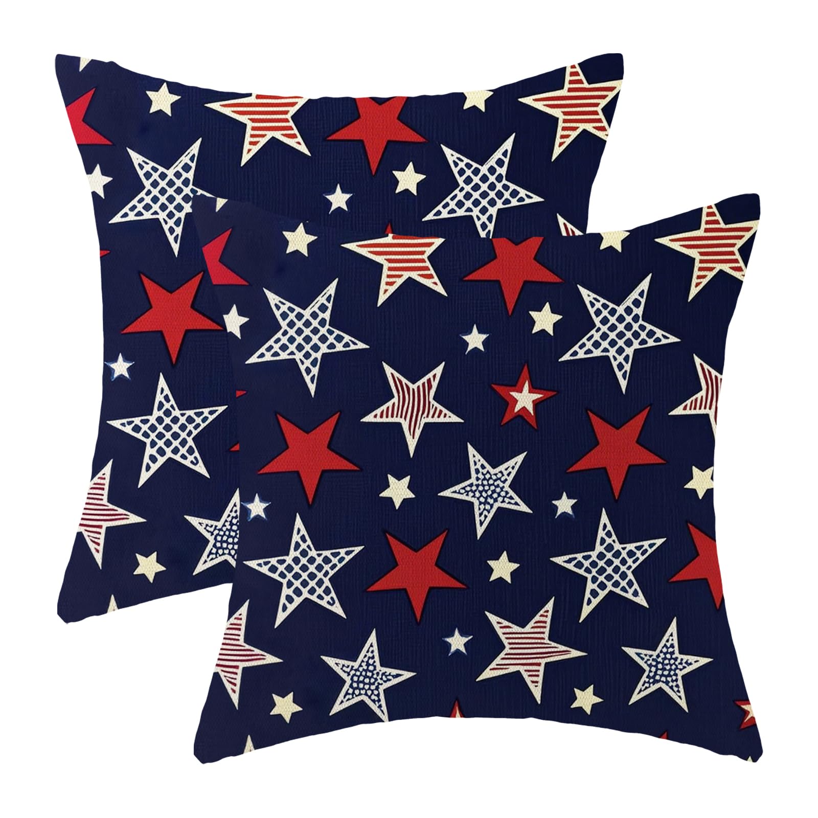 Yxuiyal 4th of July Pillow Covers Navy Blue Red Stars Throw Pillow Covers Independence Day Memorial Day Decorative Pillowcase Farmhouse Linen Cushion Case for Home Sofa Couch Outdoor Decor — image 1