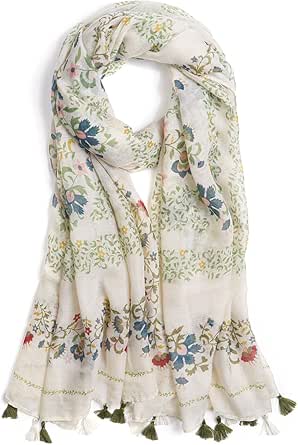 QIUTIMIY Scarf for Women Lightweight Soft Floral Leopard Printed Scarves Fall Winter Fashion Shawl Wrap with Fringe