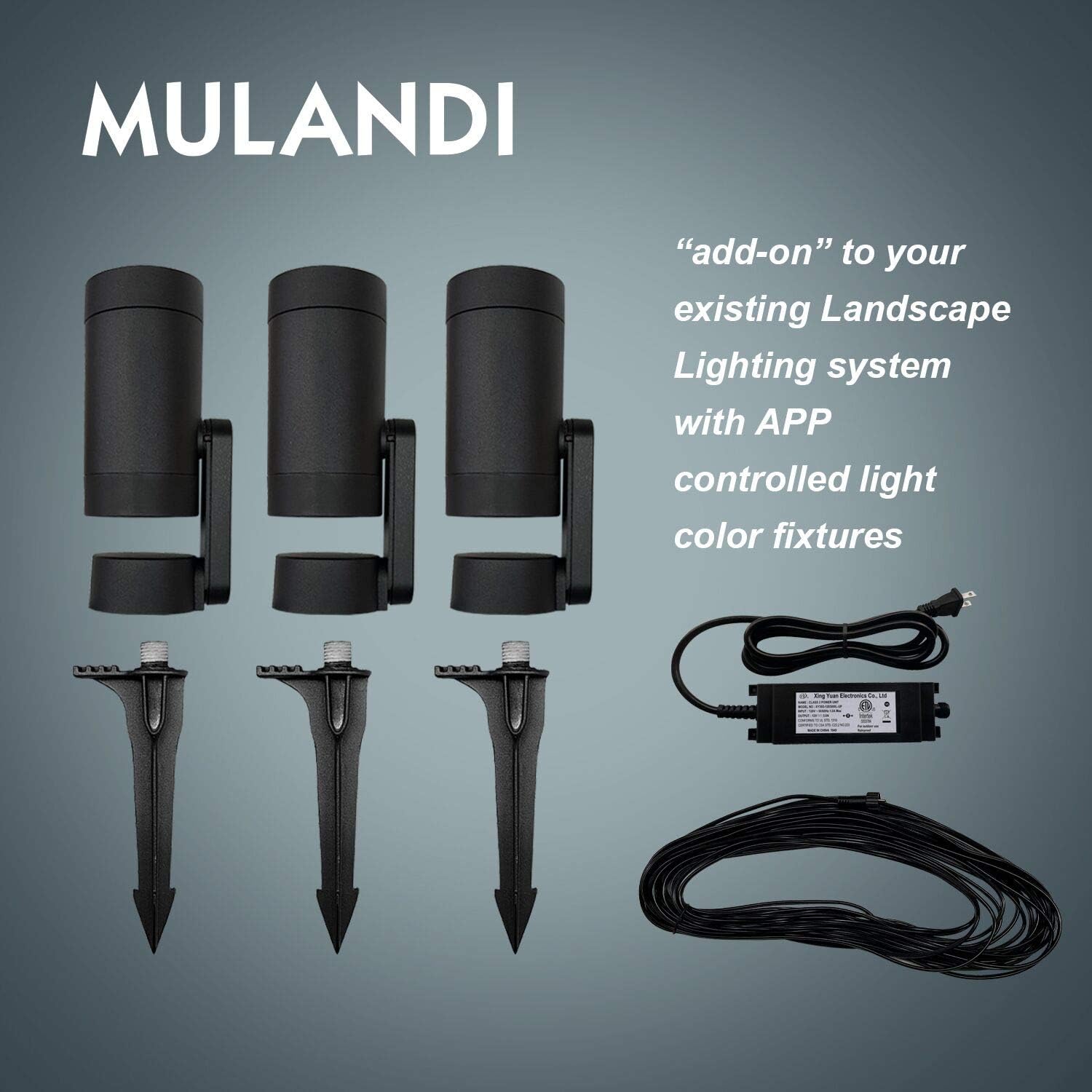 🔥 MULANDI LED Landscape Spotlight Lights Outdoor, 10W TUYA App Control 12V W+RGB Color Low Voltage Yard Flood Lights with Transformer, Ground Stake Lawn Light Pathway Lights for Garden Patio (3 Pack)