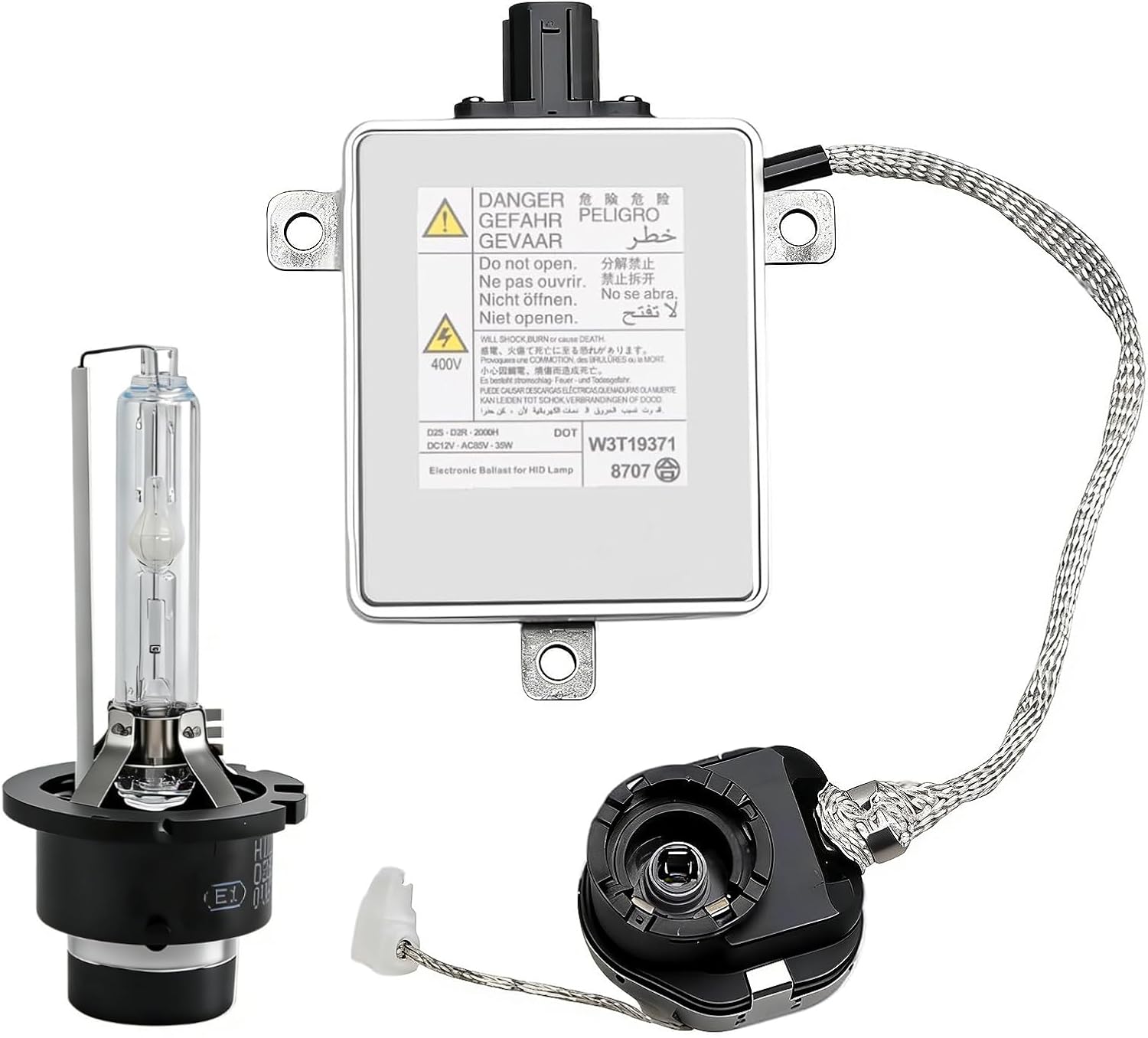 HID Xenon Headlight D2S Bulb & Ballast Compatible with Acura Honda Mazda Mitsubishi HID Ballast Control Unit Assembly Module Replace#: W3T19371 W3T15671 W3T16271