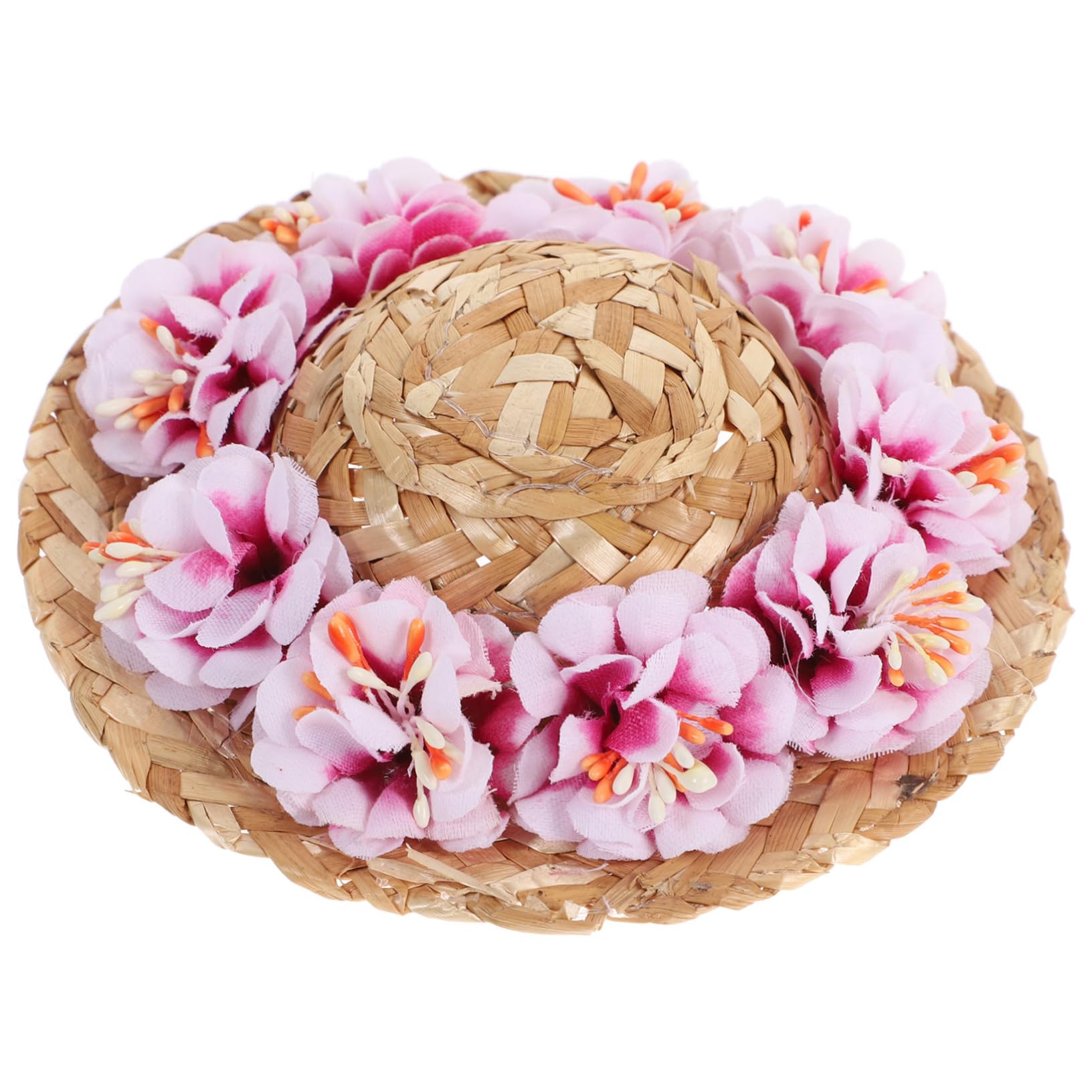 HEMOTON Pet Dog with Flower Decoration Lightweight Summer Sun Protection Cap for Dogs Stylish Costume Accessory S Pink Flower Random Drawstring Style