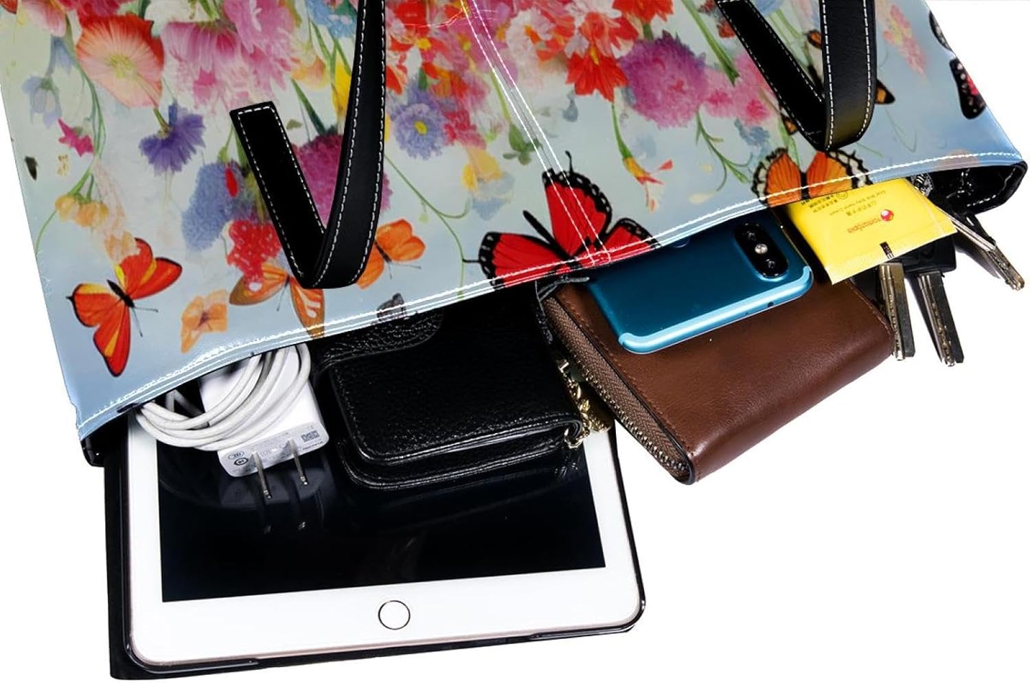 [YTYVAGT] 女性用財布、トートバッグ美学、レディーストートハンドバッグ,花と蝶の庭