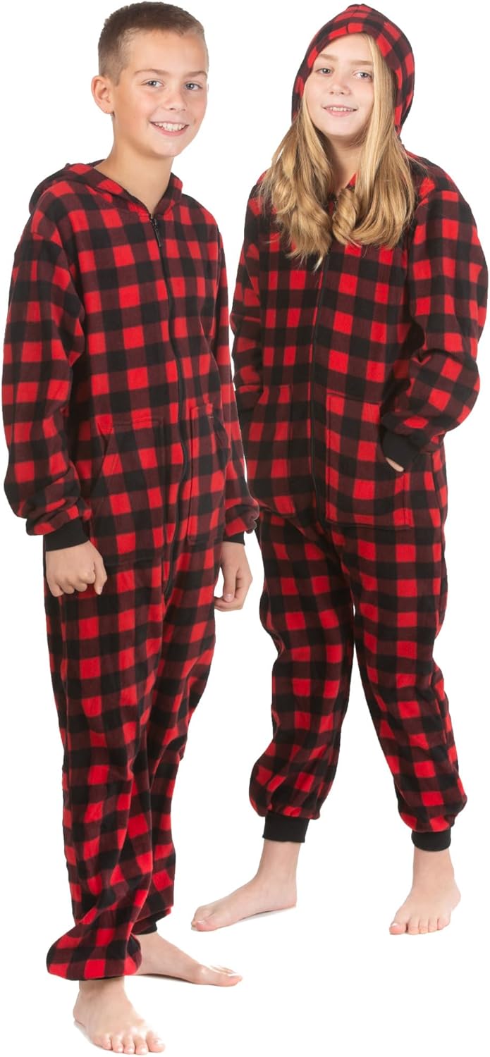 Hoodie Onesie Jumpsuit Pajama in Micro Polar Fleece for Boys & Girls One Piece Prints - Image 6