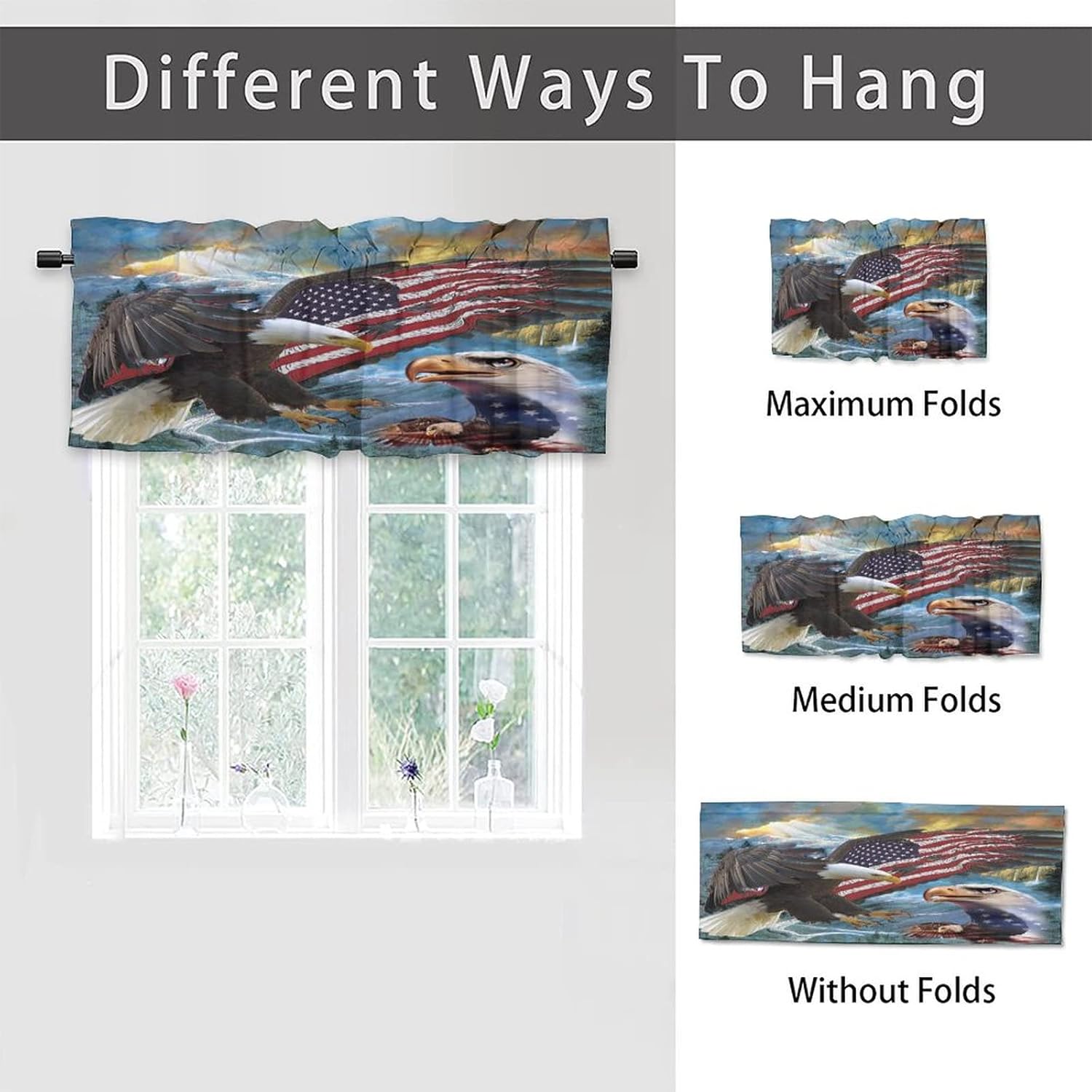 American Flag Eagle Curtains Living Room Bathroom Bedroom Rustic Curtains Window Treatments Small Cafe Curtains