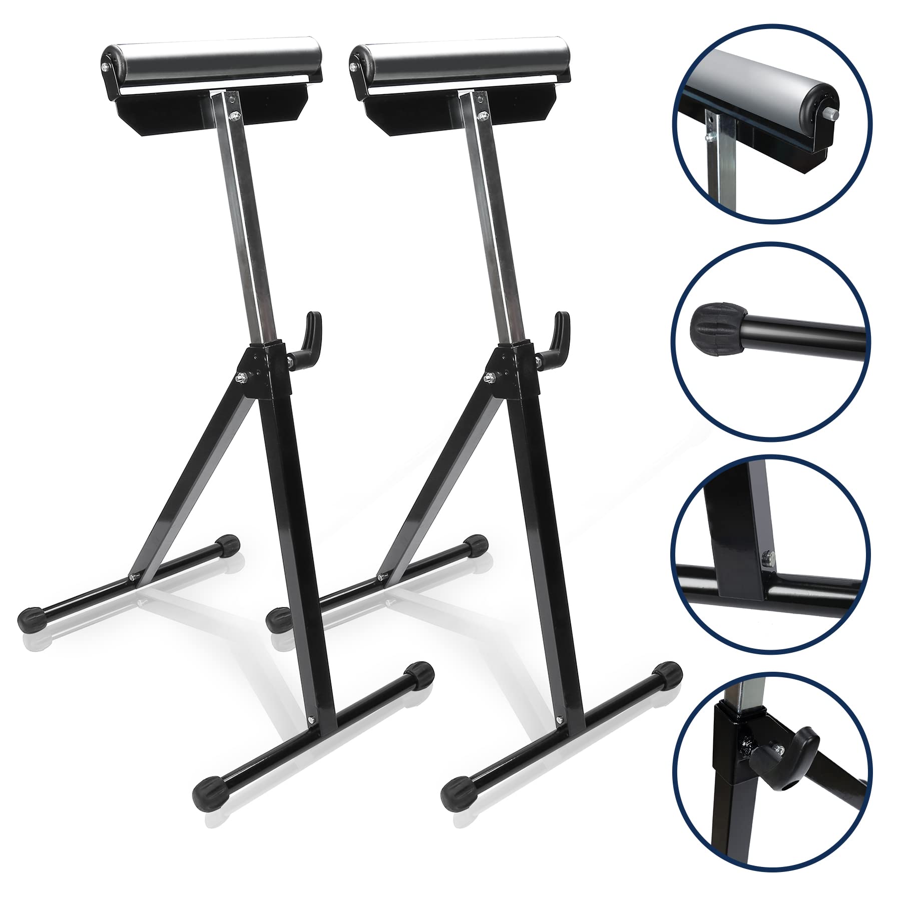 Ikodm 2 soportes para rodillos, altura ajustable, 68-108 cm, plegable, soporte para rodillos, soporte plegable con patas antideslizantes, soporte de hasta 60 kg