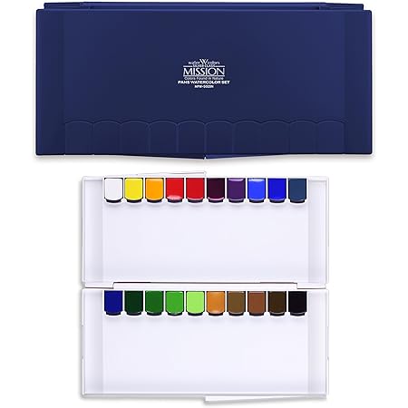 MISSION CrushOn Silver Class Super Size Pans Watercolors 12ml x 20 Colors Palette Set Water Brush by CrushOn (Navy Palette)