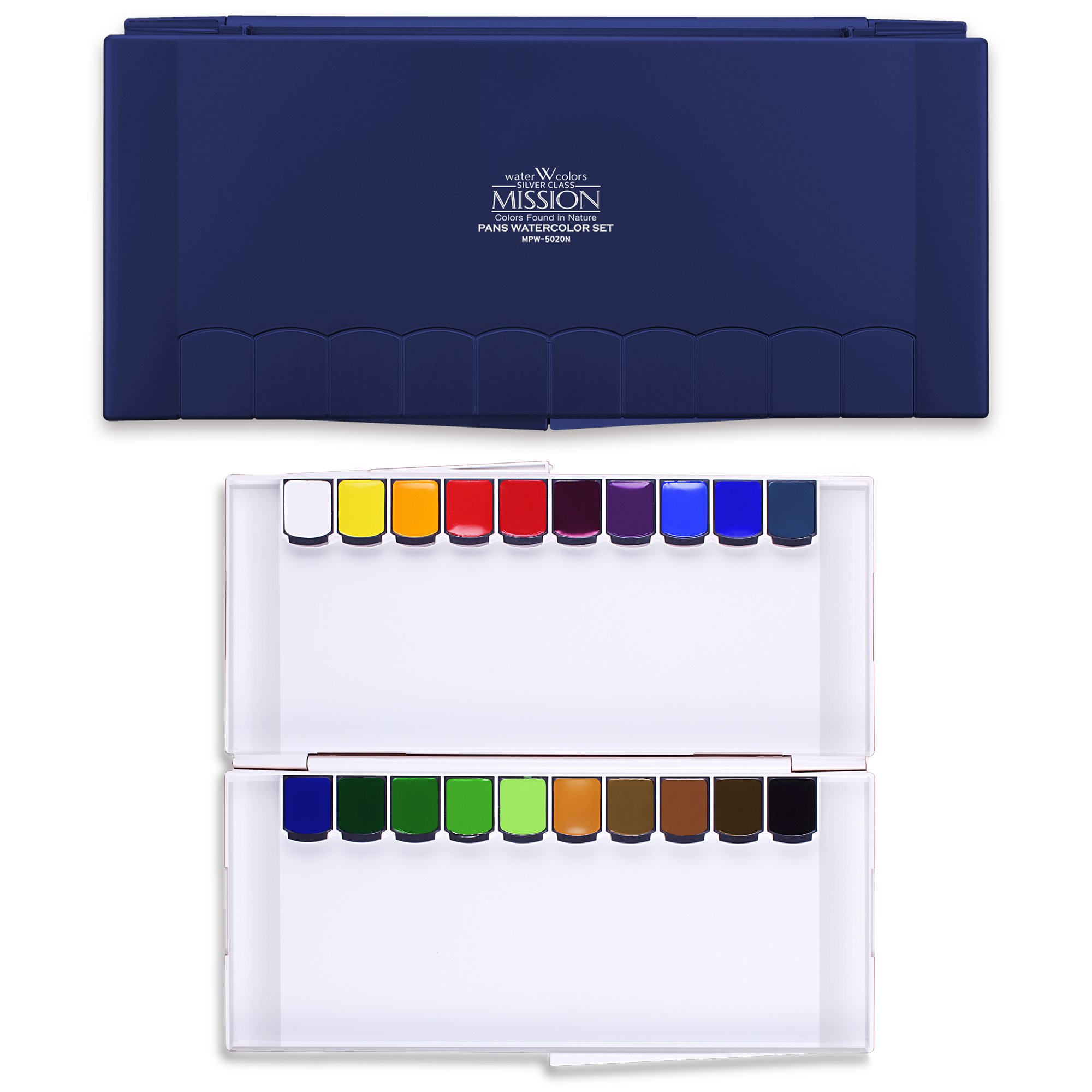MISSION CrushOn Silver Class Super Size Pans Watercolors 12ml x 20 Colors Palette Set Water Brush by CrushOn (Navy Palette)