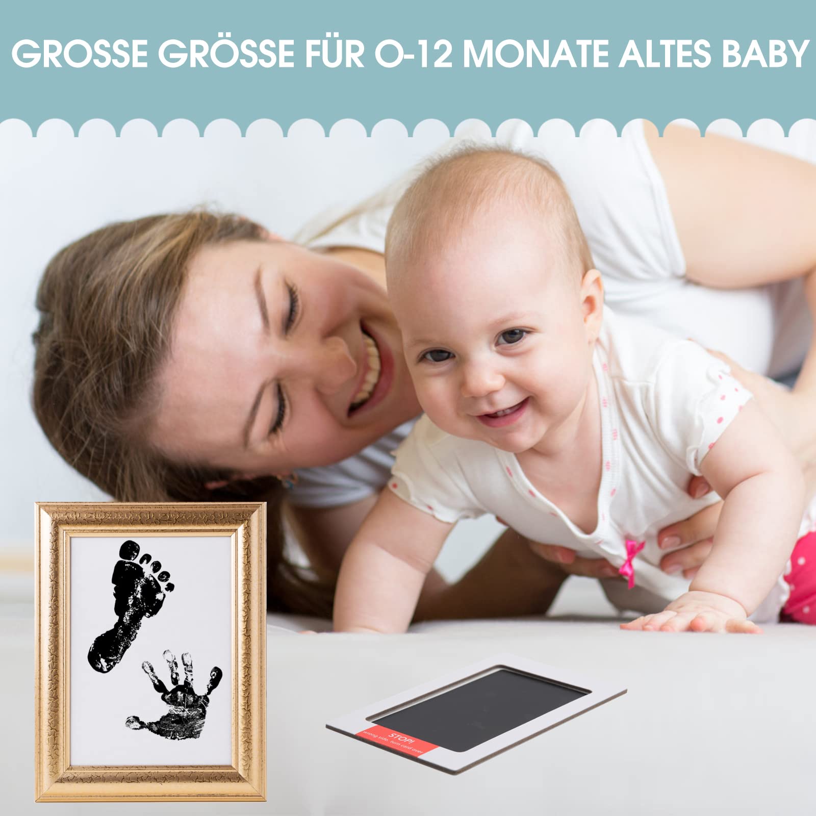 Zestaw 3 odcisków stóp i dłoni dla niemowląt, odcisk dłoni i stóp, zestaw dla dzieci w wieku 0-6 miesięcy, zestaw do stempli Clean Touch dla kota / psa / baby shower