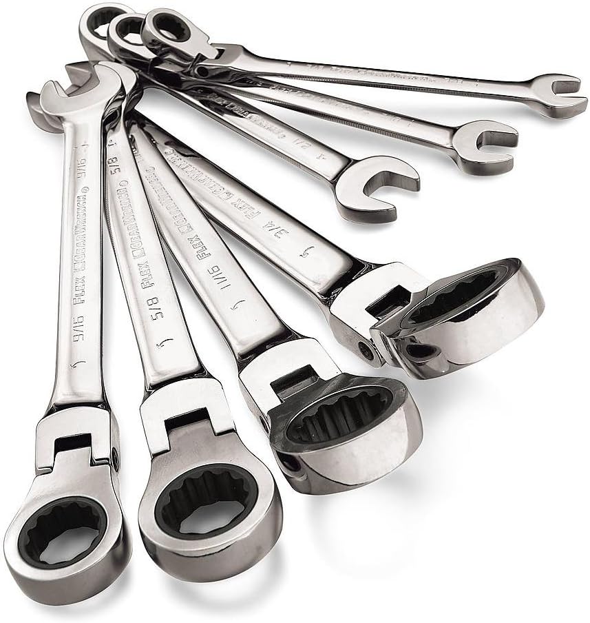 GearWrench Standard 7 Pc Flex Head Ratcheting Set with Bonus Carrying Rack