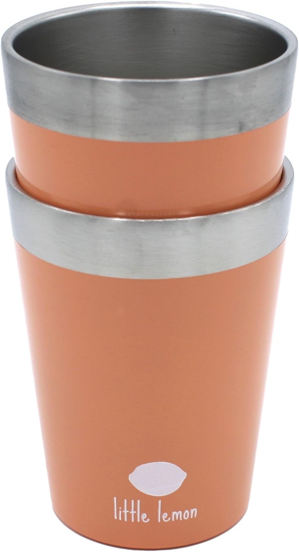 8 oz Double Wall Tumbler - Stainless Steel Kids and Toddler Cups - Toxic-Free, Unbreakable, 18/8 Steel, Dishwasher Safe, 2-Pack (Peach)