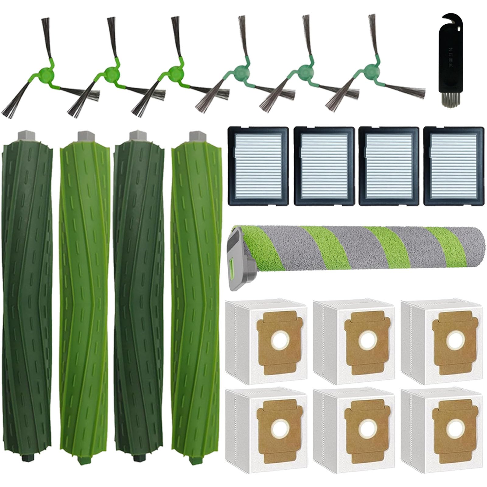 Ersatzteil-Zubehör für iRobot Roomba Max 705 combo+ / Roomba Max 700 Serie Combo Saugroboter, 4 Hauptbürsten, 1 Rollmopp, 6 Seitenbürsten, 4 Filter, 6 Staubbeutel, 1 Reinigungsbürste, 22 Stück