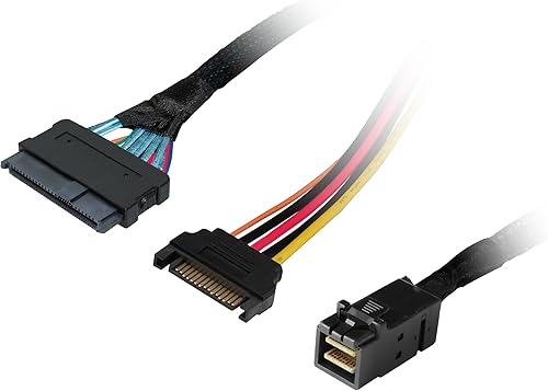 Miniatura 2 de HighPoint 8643-8639-50 Cable - SFF-8643 a U.2 SFF-8639 Conector con conector de alimentación SATA de 15 pines
